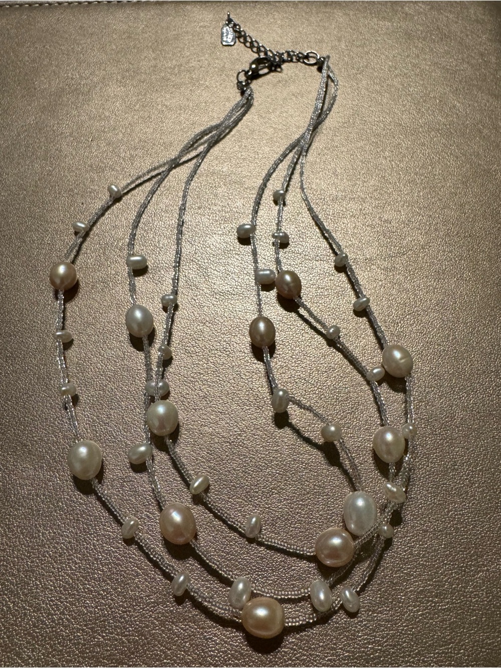 Multi-Strand Pearl Accent Necklace in Cream